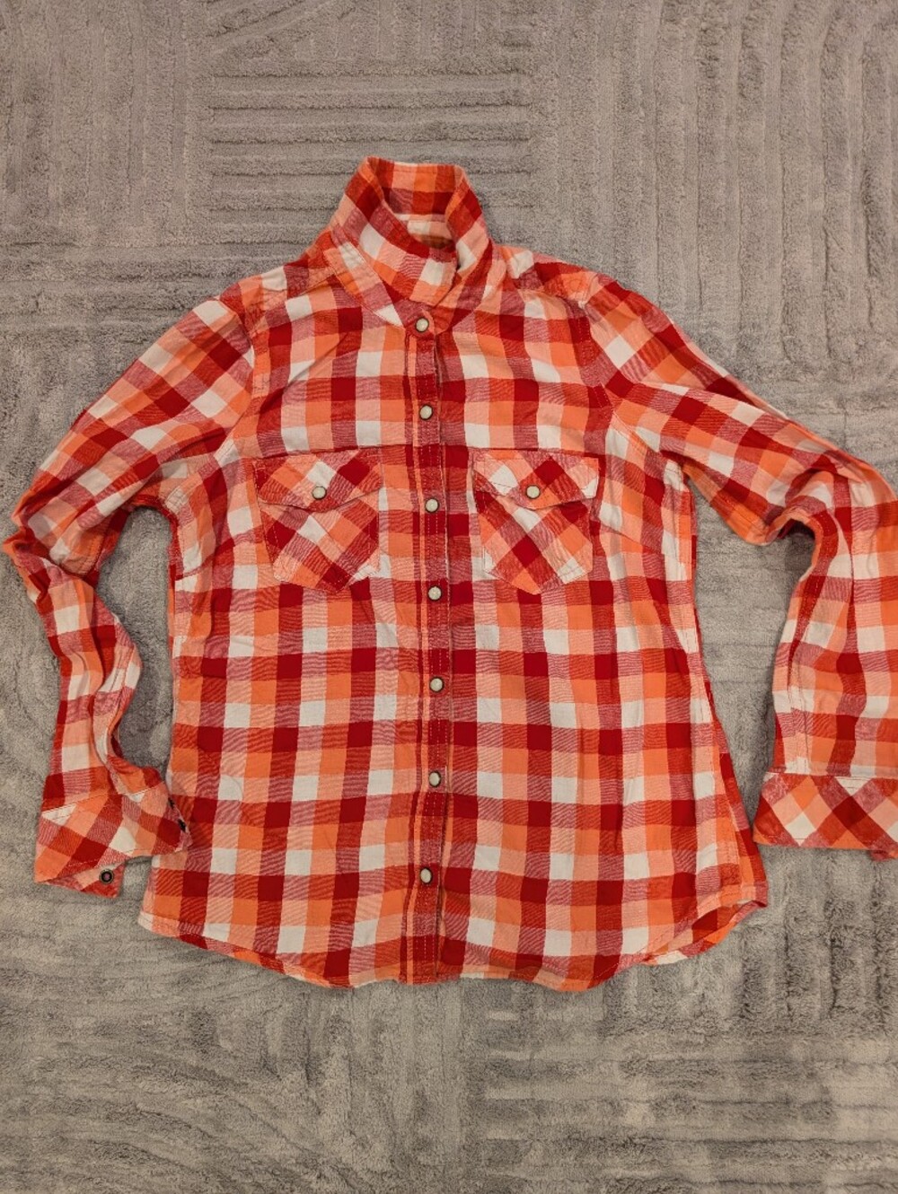 Sonoma Life + Style Juniors XS Plaid Button-Up Shirt Long Sleeve Pockets